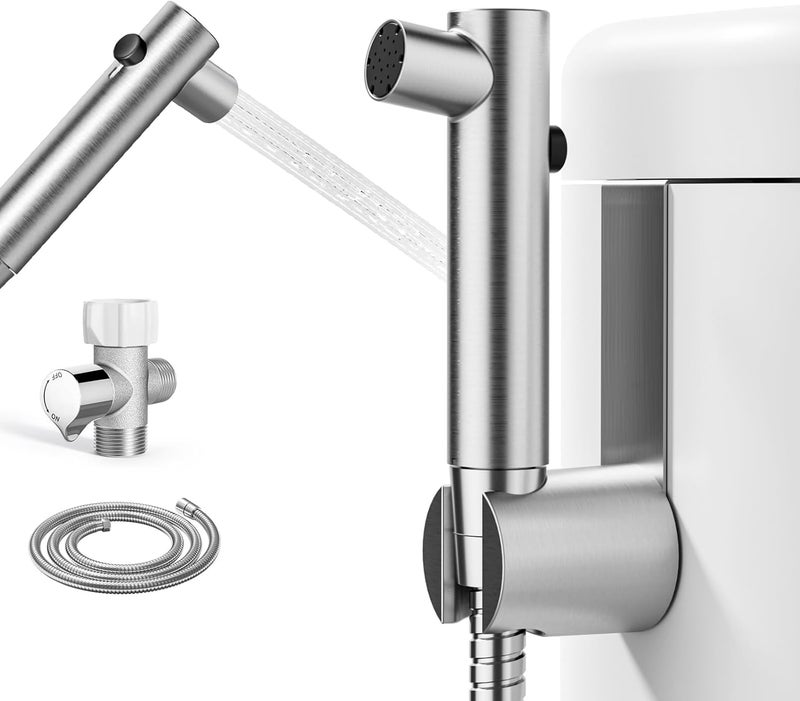 BIGCOW Stainless Steel Handheld Bidet Sprayer for Toilet, Stepless Water Pressure Control, Gentle Toilet Jet Spray with Leak-Proof Bidet Hose, Ideal for Feminine Hygiene, Cloth Diaper, Pet Cleaning - Image 1